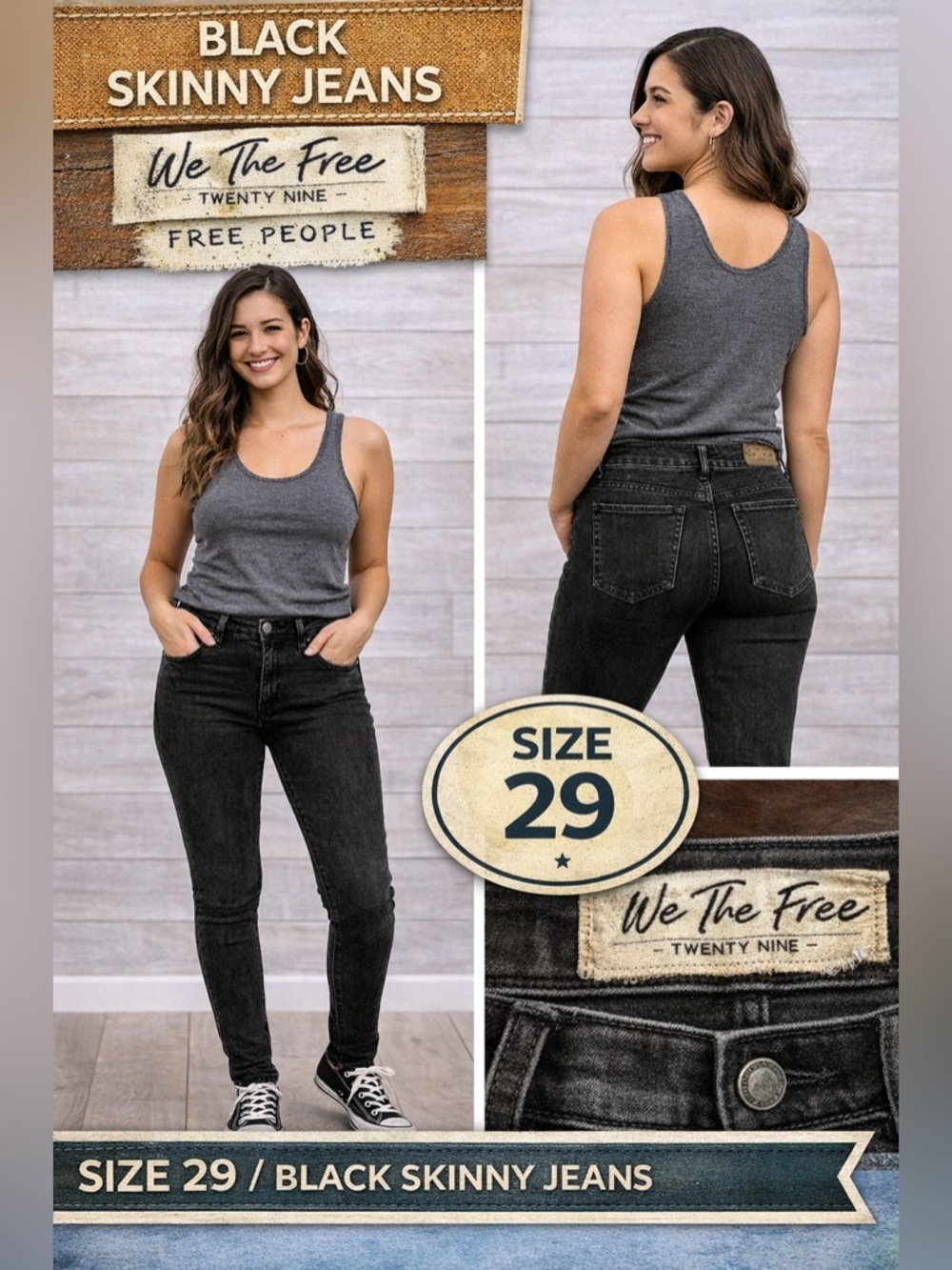 We the free people Black skinny Jeans size 29